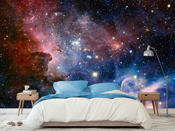 Non-Woven Wallpaper Full Wall Mural – “Star Cluster in the Infinite Universe” – Print for Bedroom or Living Room
