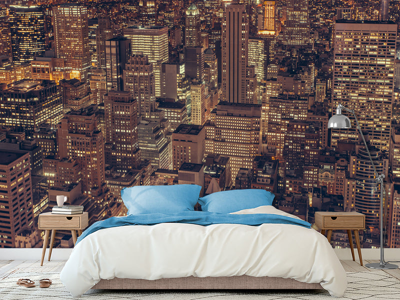 Durable Self-Adhesive Photo Wallpaper For Living Room, Bedroom Design "Night City Of New York"