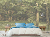 Non-Woven Photo Wallpaper, Vintage Nature-Inspired Wallpaper – "Green Forest" for Living Room