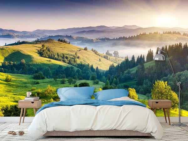 Self-Adhesive Eco Wallpaper For Bedroom, Living Room "Beauty Of The Carpathian Mountains"