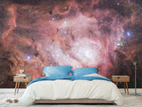 Non-Wowen Wall Mural Bedroom Wall Mural – "Stars In Purple Mist" Dreamy Galaxy Design