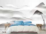 Natural Wall Mural, Calm Tones for Hall or Living Room, Non-Woven Full Wall Mural "Silhouettes of Mountains in Clouds" 🌄