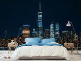 Modern Non-Woven 3D Wallpaper Mural for Bedroom – "Bright City Lights" (Perfect Above the Bed)