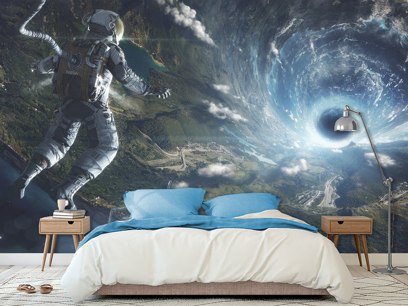 Premium Non-Woven Photo Wallpaper – "Astronaut In Infinite Space" Cosmic Wall Mural