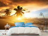 Vinyl Wallpaper Peel & Stick for Living Room or Bedroom – "Sunset on the Beach" Accent Wall Mural
