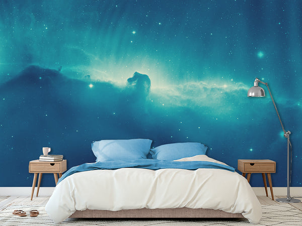 3D Self-Adhesive Vinyl Wallpaper “Glow in the Cosmic Nebula” – Space-Inspired Mural for Bedroom Decor