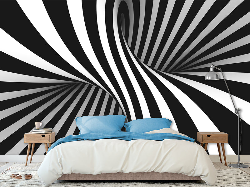 Unique Creative Design Non-Woven Wallpaper for Home Wall "Illusion" – 3D Bedroom Mural Above the Bed 🌀
