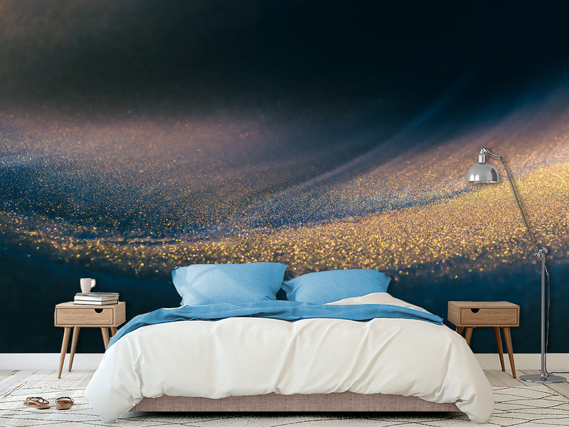 ✨Abstract Style Design for Space Decoration Peel and Stick Mural "Golden Wave" for Kitchen, Hall, Art Space