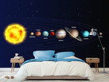 Traditional Wallpaper Mural – Solar System: From the Sun to Pluto – Full Wall Design for Office or Workspace