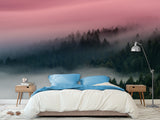 Peel & Stick Wall Mural – "Emerald Sky Over the Foggy Forest",  Vinyl Wallpaper For  Living Room, Bedroom, Or Stylish Home Interior Decor
