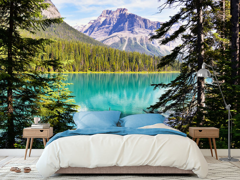 Nature-Inspired Peel and Stick Mural for Living Room or Lounge Area – "Emerald Lake, British Columbia,Yoho National Park"