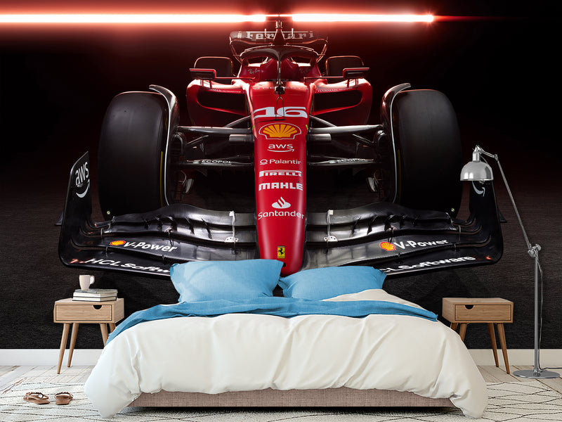 Non-Woven Photo Wallpaper for Gym or Office Red Ferrari Wall Mural