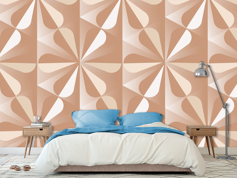 Beige Geometric Wallpaper – Full-Wall Self-Adhesive Mural for Living Room or Lounge Area, "Beige Geometric Pattern"