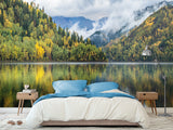 Stylish Modern Non-Woven Wallpaper 'Mountain Lake Serenity' – Wall Mural for Bedroom or Living Room