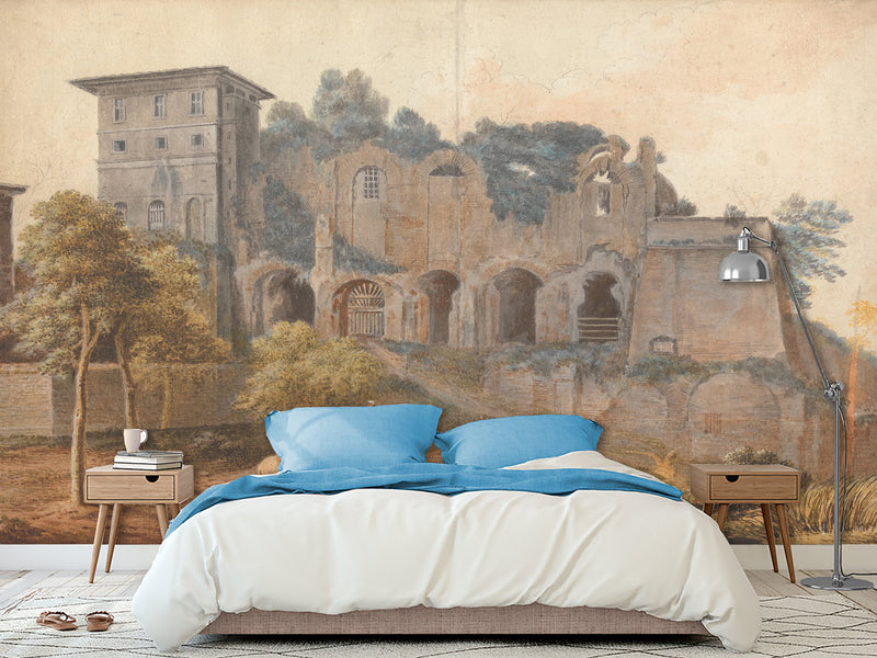 Peel and Stik Wallpaper John Warwick Smith - In the Camp Vaccinio at Rome – 3D Wall Art For Bedroom, Kitchen And Living Room