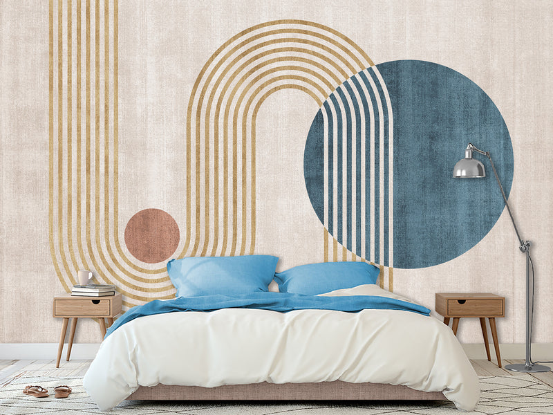 Non-Woven Wall Mural In Art Deco Style  "Geometric Ensemble" For Office  Living Room Bedroom🎨