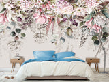 Floral Print Non-Woven Wallpaper – "Delicate Pink and White Flowers", Stylish Wall Mural for Home Interior