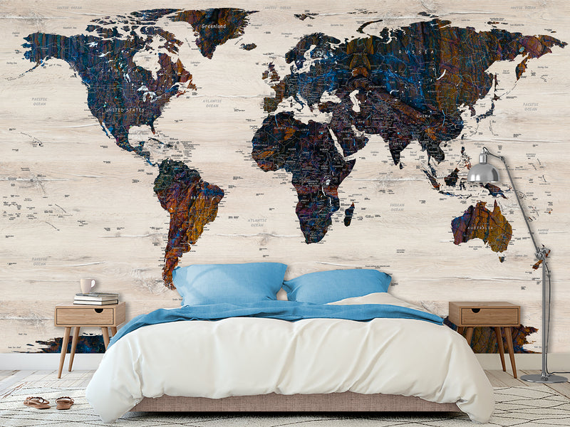 Peel and Stick Wallpaper Oracal film “World map for learning countries”, decor for Kids room