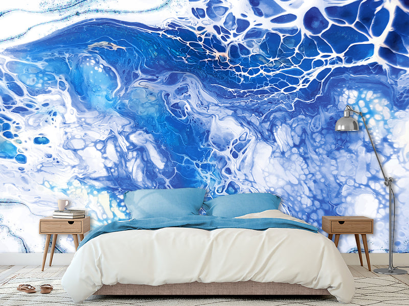 High-Quality Wallpaper With Abstract Design Vinyl Wallpaper Peel and Stick Eco-Paint Wall Mural For Bedroom, Living Room 'Abstraction: Blue Fantasy' 🌌