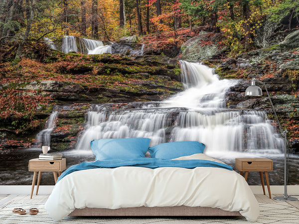 Nature-Inspired Full-Wall Self-Adhesive Wallpaper – "Mountain Waterfall", Perfect for Home Decor, Hotel Design, or Spa Area
