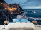 Unique Print For Home Design Self-Adhesive Wall Mural Full Wall Design For Living Room, Bedroom, Lounge Area "City On Sloping Mountains By The Sea"