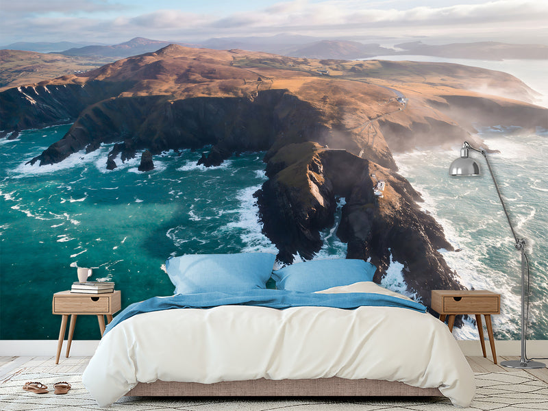 Coastal Design Full-Wall Wallpaper. Non-woven Wallpaper for Lounge or Living Area. View of the Irish Coast, Nature Print