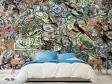 Business & Finance Theme — Peel and Stick Graffiti Wallpaper For Office Or Living Room “Cash Flow”