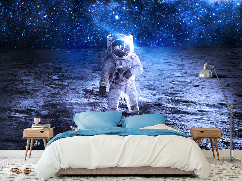 Peel and Stick Photo Wallpaper "Astronaut's flight in space" - Decor Bedroom Wall Art