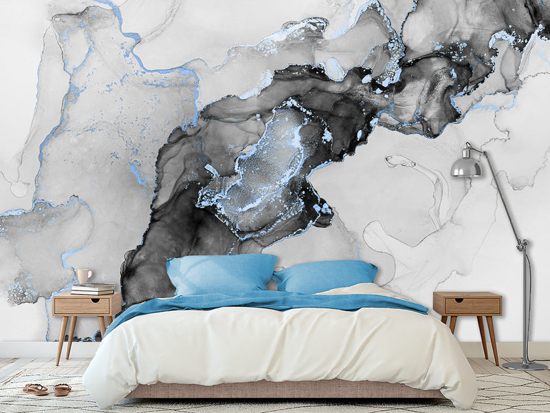 Non-Woven Wall Wallpaper For Office, Art Design For Bedroom, Abstraction Mural "Black And White Haze"