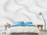 Black and White Self-Adhesive Wallpaper for Living Room and Office "Spiral Abstraction" for Futuristic Design