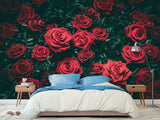 3D Non-Woven Wall Mural Natural Print Design For Bedroom, Living Room Photo Wallpaper "Red Roses"