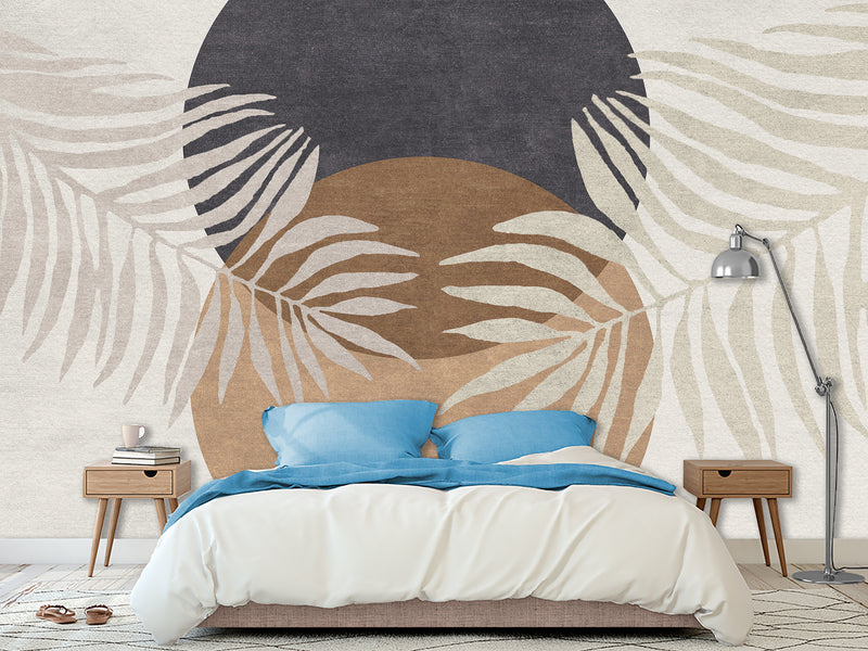 Natural Print Full Wall Vinyl Wallpaper Pell and Stick "Tropical Leaves" Desing For Office Bedroom Living Room🌿
