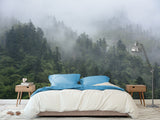 Peel and Stick 3d photo wallpaper “Morning fog in the forest” , Oracal film for home decoration