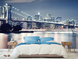 For the Stylish Home Peel and Stick Wall Mural Full Wall Landscape “Brooklyn Bridge at Night”