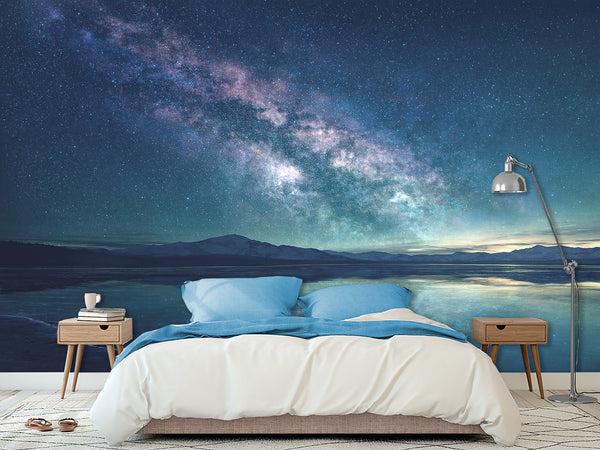 3D Peel and Stick Full Wall Mural – Milky Way Over Mountains for Living Room or Bedroom