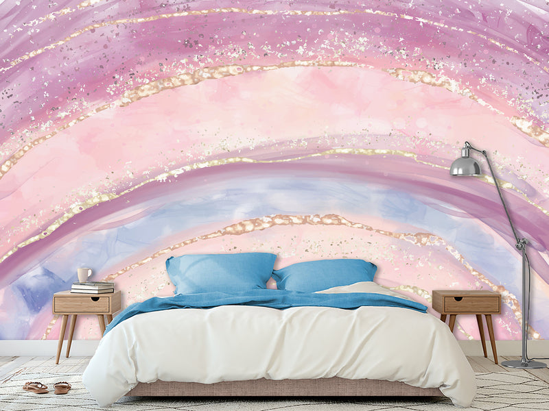 Vibrant Non-Woven Wallpaper. Abstract Modern Style Full-Wall Mural for Kids' Room, Living Room, and Bedroom "Rainbow" 🌈