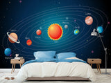 Peel And Stick Full Wall Mural – Solar System Journey Through The Planets For Office, Bedroom, Or Kids’ Room