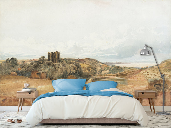 Traditional Wall Mural – “Sheep near Penrhyn Castle, North Wales” by Peter De Wint – Home Decor for Living Room & Bedroom