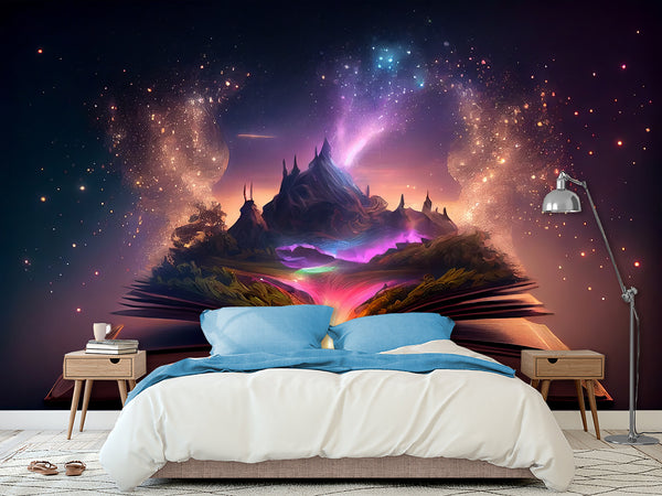 Fairy-Tale Living Room, Kids' Room Traditional Wallpaper To Inspire Imagination And Creativity "Opening The Book Of World Secrets" 📖✨