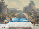 Peel and Stick Wall Mural – John Warwick Smith – River Landscape with a Single Arched Bridge – Full Wall Art for Home Interior