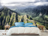 Motivational Art Print for Relaxation, Vinyl Wallpaper Peel and Stick Mural for Living Room 'Mountains from Above', 3D Wall Mural