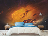 Peel and Stick Wallpaper Orange Nebula – Full Wall Wallpaper for Stylish Bedroom or Home Decor