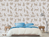 High-Quality Full-Wall Self-Adhesive Wallpaper — Decor for Office, Venue, or Bedroom "Cat Silhouettes"