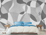 Beige Mural In Calm Tones Wall Print Peel And Stick Wallpaper Art Print "Chaotic Lines" For Bedroom, Living Room, Home Desing 🌀