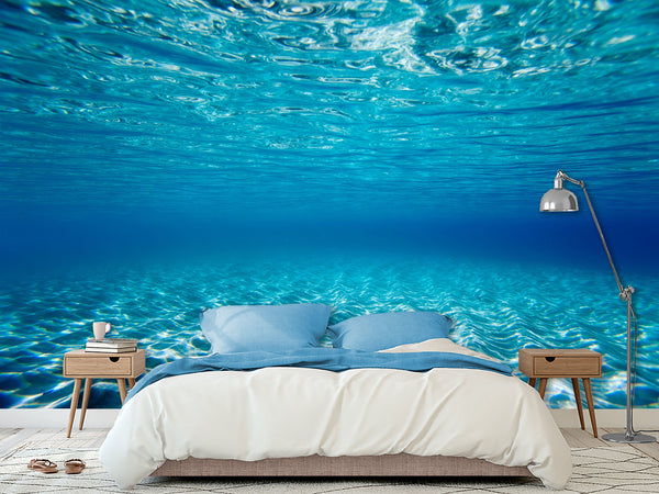 Peel and Stick Vinyl Blue Ocean Wallpaper – Serene Sea Wall Mural for Coastal or Nautical Interior Decorfor bedroom, hall