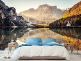 Natural Print Stunning Landscape Traditional Wall Murals for Living Room, Office, Study Full Wall Design "View of Lake Braies" 🌿
