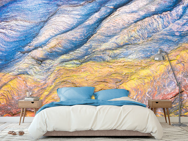 Self-Adhesive Wallpaper Mural – Abstract Art Print "Union of Yellow and Blue"
