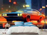 Full-Size Traditional Wallpaper Mural Car Comic Style Wallpaper – Cartoon Car Print For Living Room Or Bedroom