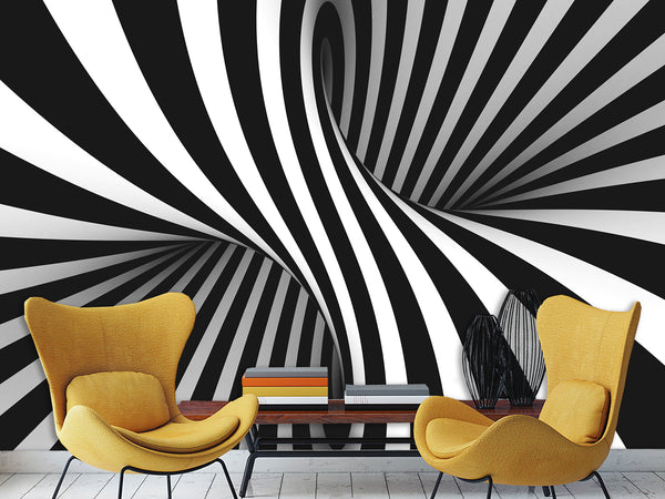 Unique Creative Design Non-Woven Wallpaper for Home Wall "Illusion" – 3D Bedroom Mural Above the Bed 🌀