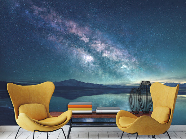 3D Peel and Stick Full Wall Mural – Milky Way Over Mountains for Living Room or Bedroom